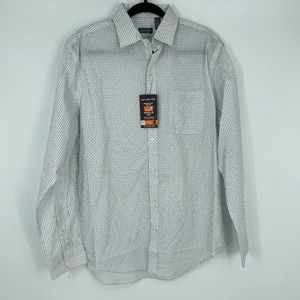 Van Heusen Man's Casual Fit Button-Down White & Black Dress Shirt Medium